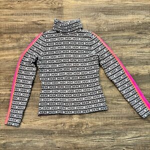 Anthropologie Navy and White Patterned Turtleneck